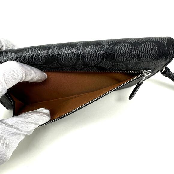 Coach Travel Envelope Wallet In Signature Canvas Graphite Black C1962 - Picture 6 of 11
